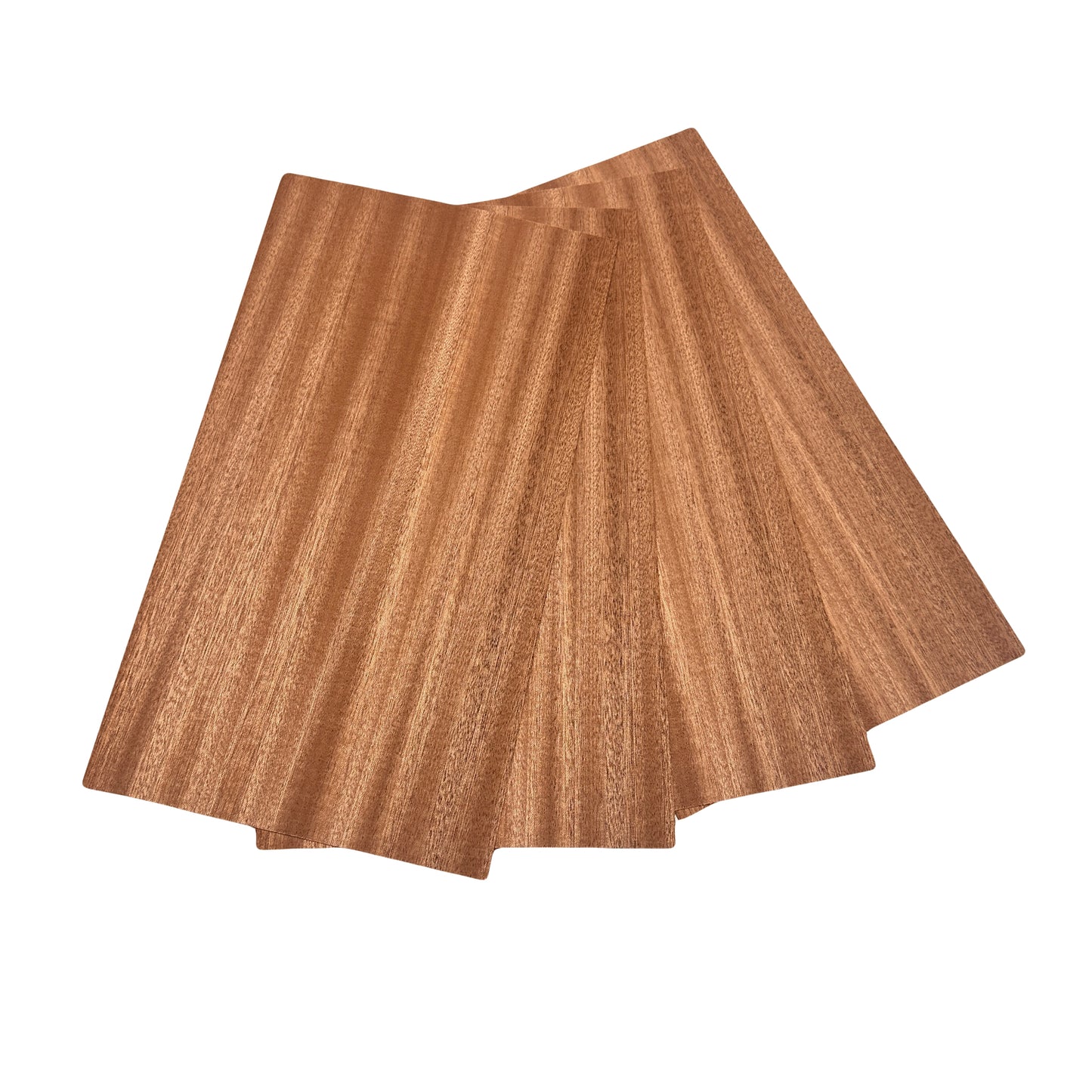 Mahogany Sapele wood veneer. Small set of 4 sheets 11.5" x 6" ( 30 x 16 cm )