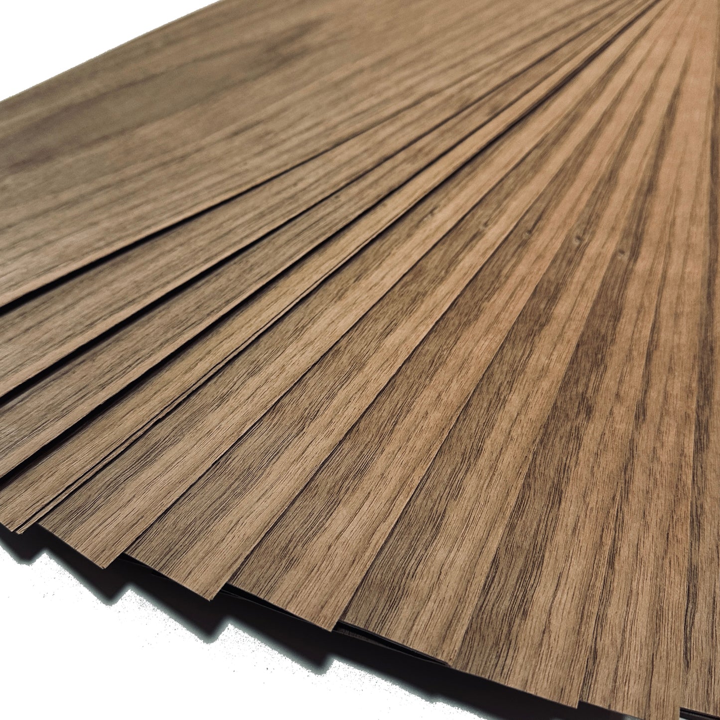 American Walnut wood veneer. Set of 15 sheets 22" x 6" ( 56 x 16 cm )