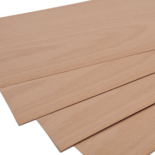 Steamed Beech natural wood veneer. Set of 4 sheets 22" x 7" ( 56 x 18 cm )