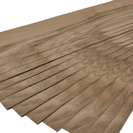 European Walnut wood veneer set of 14 sheets18.5" x 5" ( 47 x 13 cm )