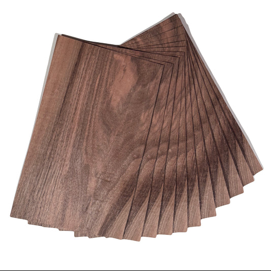 European Walnut wood veneer set of 12 sheets 13" x 7.5" ( 33 x 19 cm )