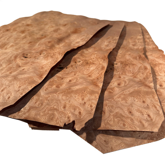 Elm burr veneer - set of 4 leafs. 13.5" x 11" ( 34 x 28 cm )