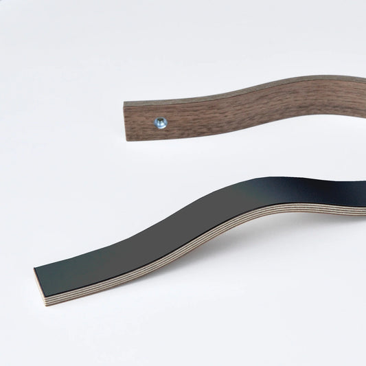 Black laminated wooden handles 195mm