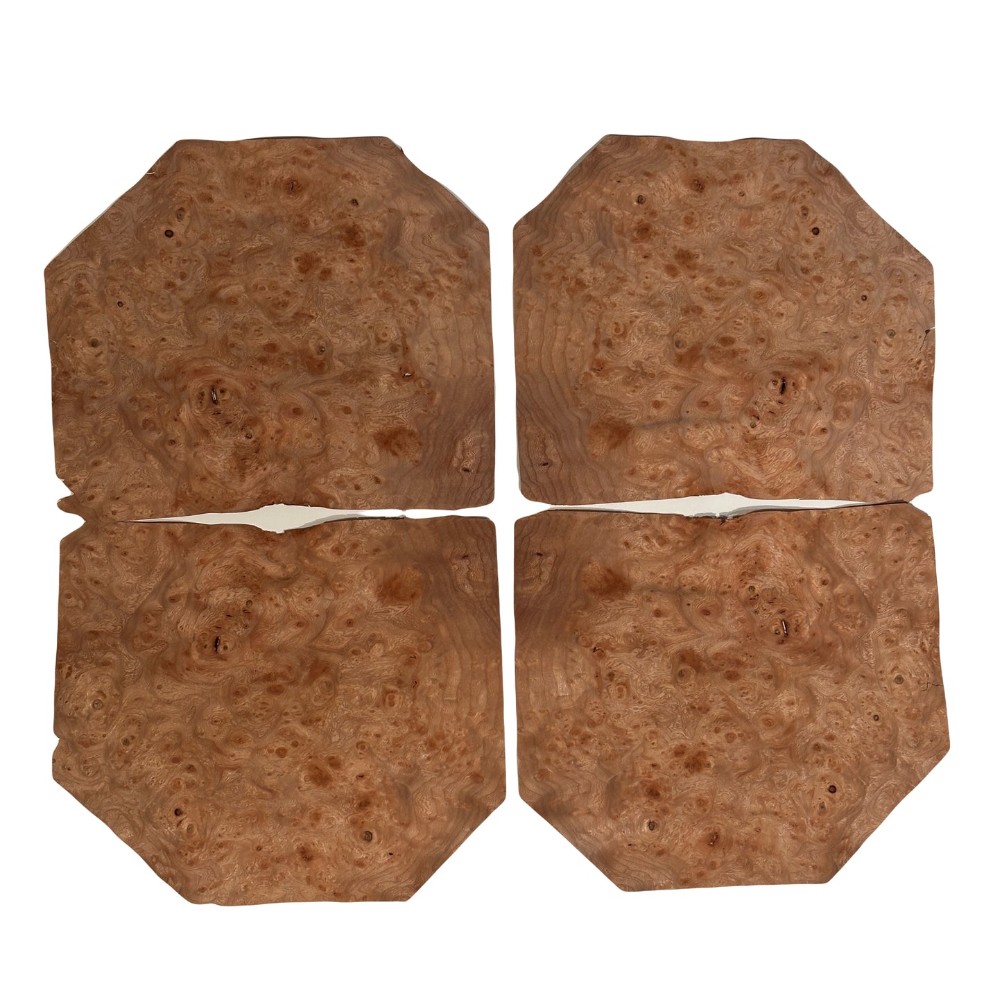 Elm burr veneer - set of 4 leafs. 13.5" x 11" ( 34 x 28 cm )