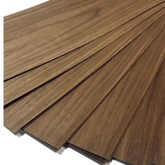 American Walnut wood veneer. Set of 16 sheets 22" x 6" ( 56 x 16 cm )