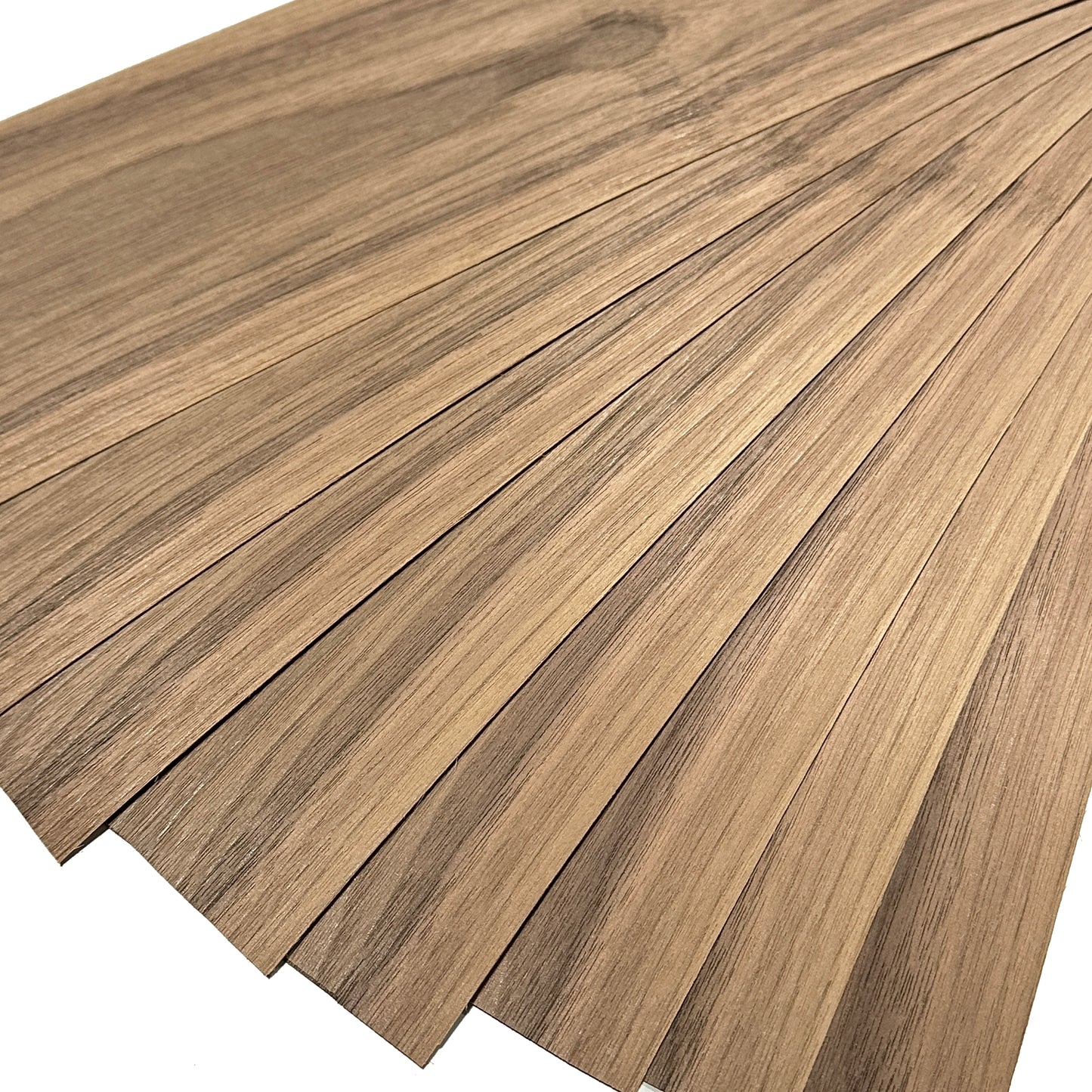 American Walnut wood veneer. Set of 10 sheets 18" x 6" ( 46 x 15 cm )