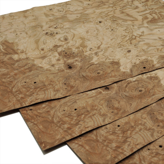 Olive Ash Burr veneer - set of 4 leafs. 14" x 11.5" ( 35 x 30 cm )