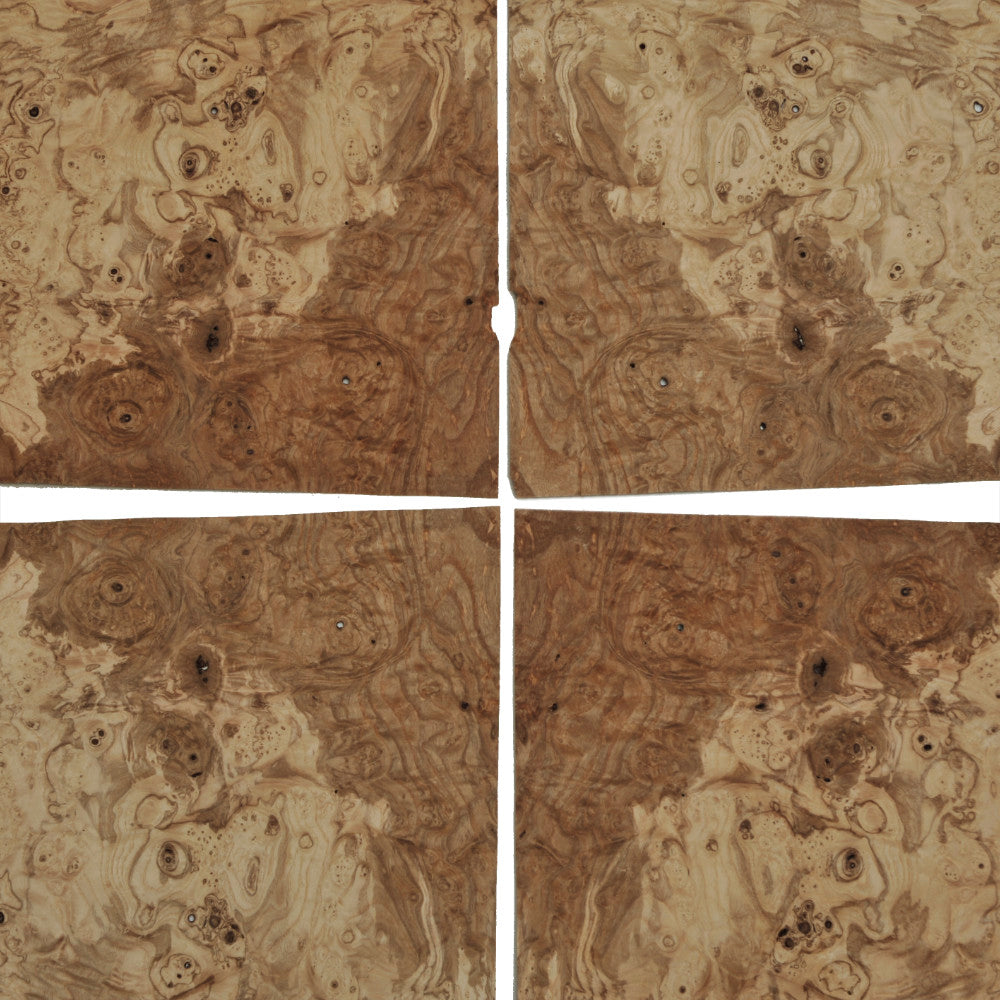 Olive Ash Burr veneer - set of 4 leafs. 14" x 11.5" ( 35 x 30 cm )