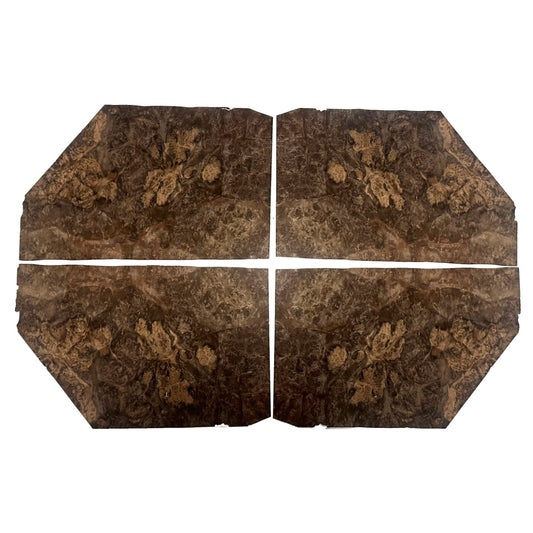 Walnut burr veneer - set of 4 leafs: 15" x 9" ( 38 x 23 cm )