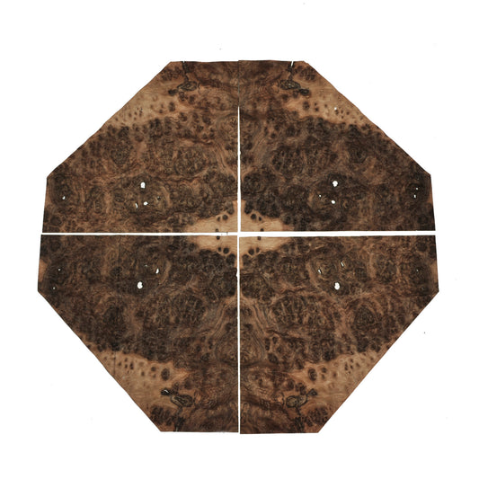 Walnut burr veneer - set of 4 leafs. 18" x 17" ( 45 x 43 cm )