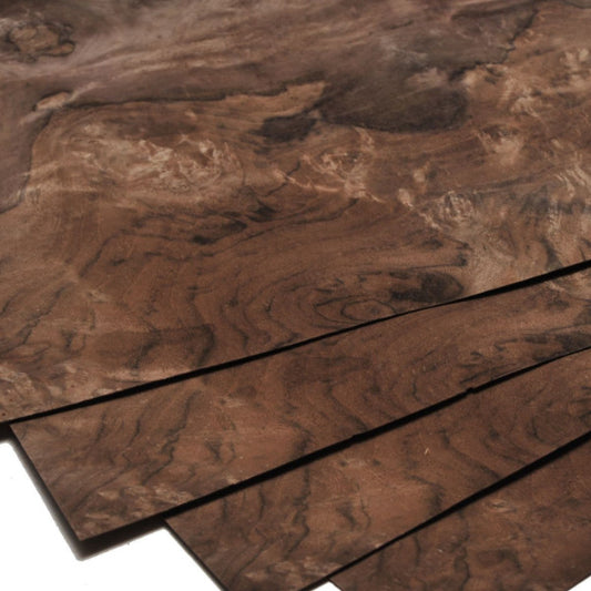 Walnut cluster veneer. Set of 4 leafs: 12.5" x 10.5" ( 32 x 27 cm )