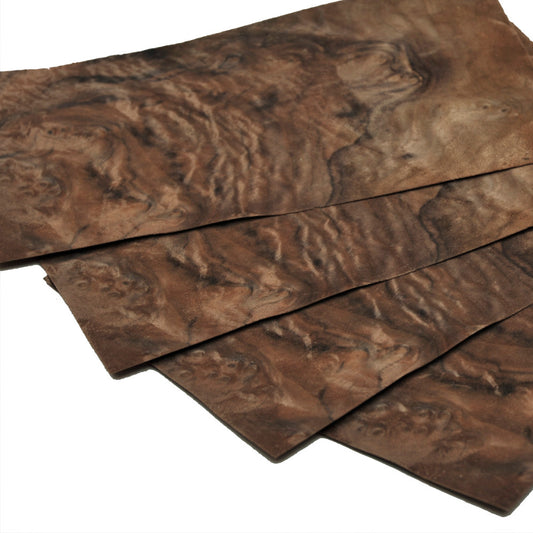 Walnut cluster veneer - set of 4 leafs: 10" x 6" ( 26 x 15 cm )