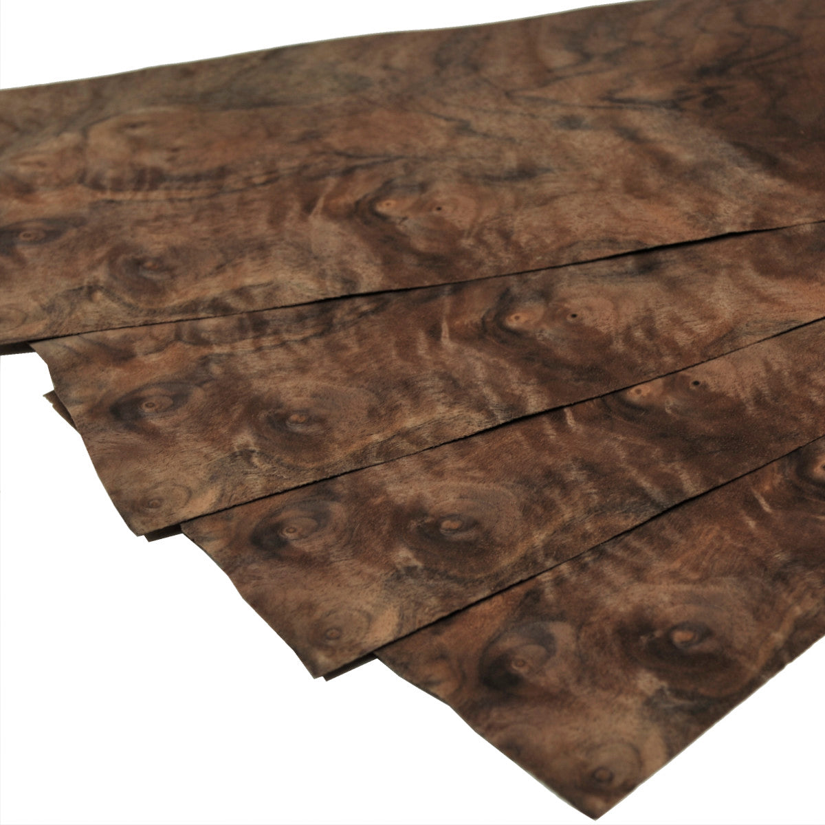 Walnut cluster veneer - set of 4 leafs: 10.5" x 5" ( 27 x 13 cm )