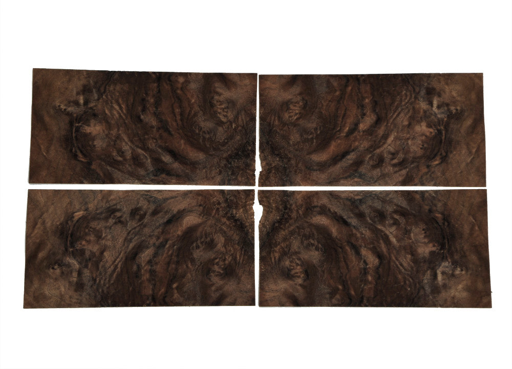 Walnut cluster veneer - set of 4 leafs: 12" x 6" ( 30 x 15 cm )