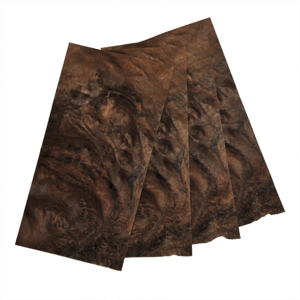 Walnut cluster veneer - set of 4 leafs: 12" x 6" ( 30 x 15 cm )