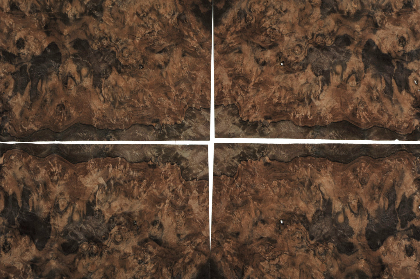 Walnut cluster veneer - set of 4 leafs: 15" x 11.5" ( 38 x 29 cm )