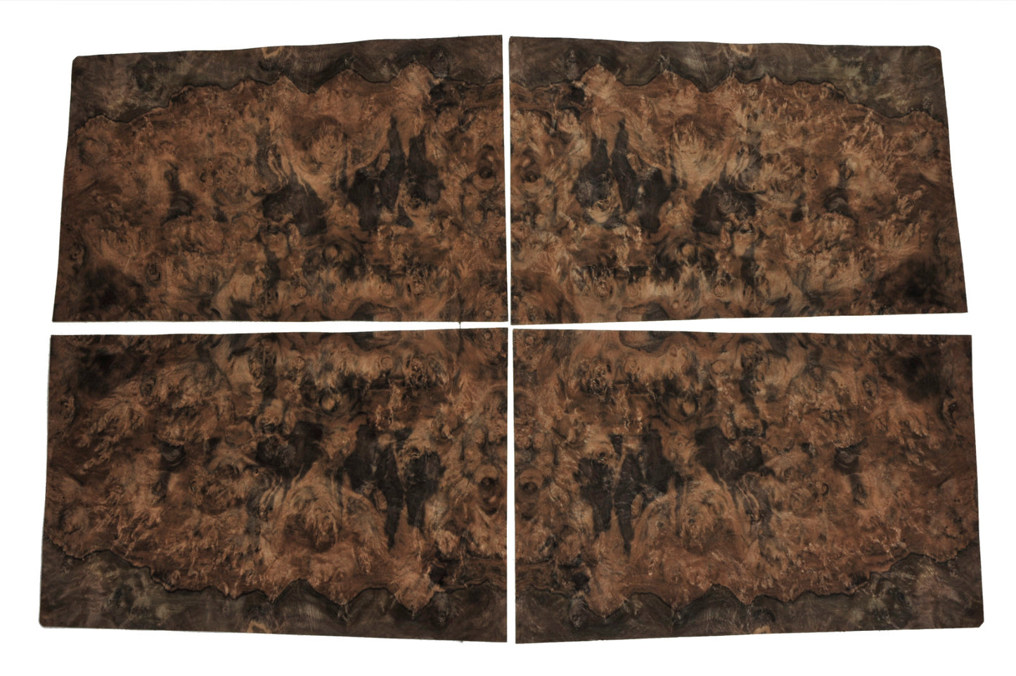 Walnut cluster veneer - set of 4 leafs: 17.5" x 11" ( 45 x 28 cm )