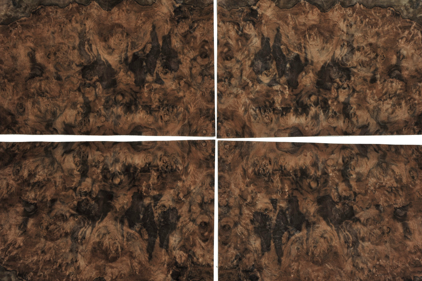 Walnut cluster veneer - set of 4 leafs: 17.5" x 11" ( 45 x 28 cm )