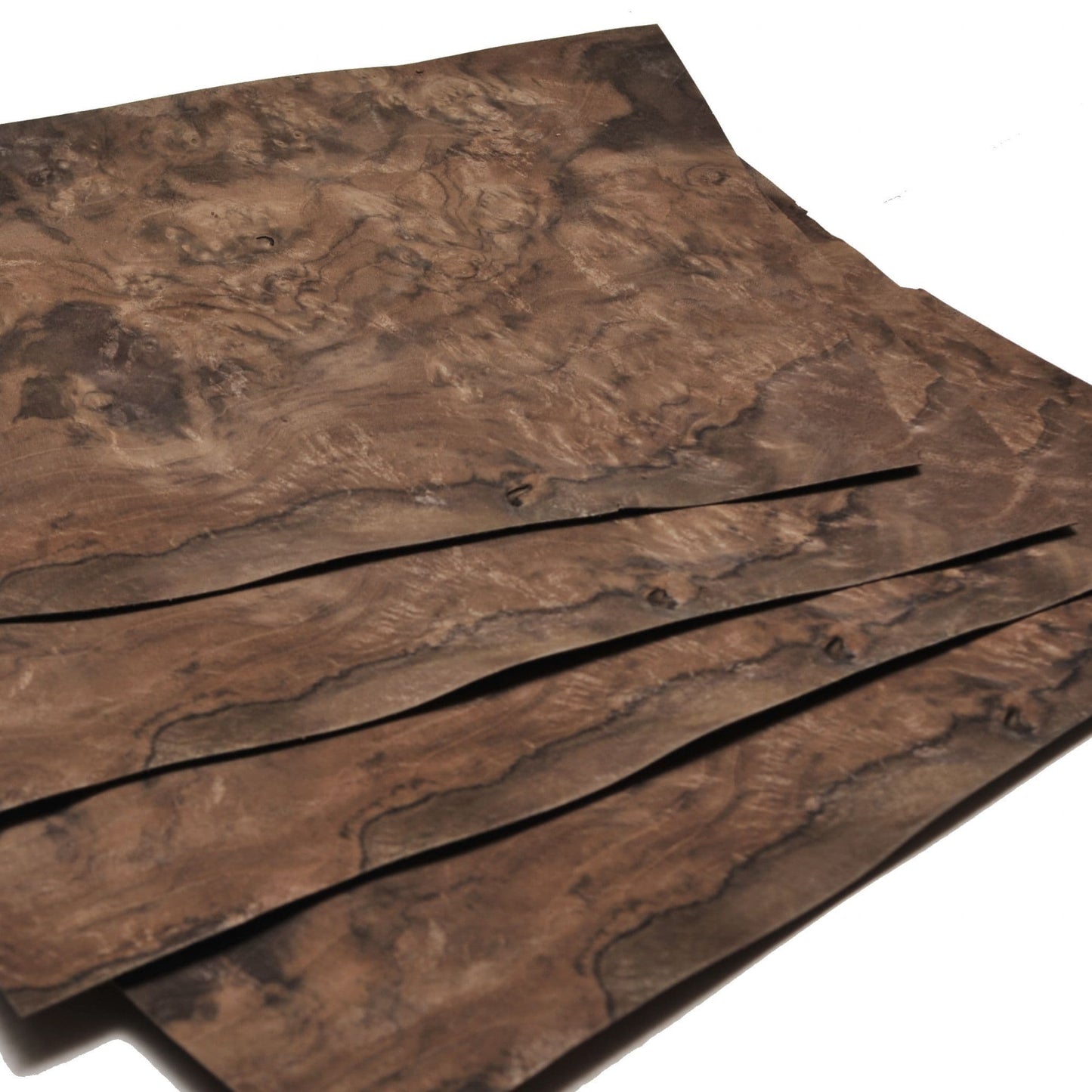 Walnut cluster veneer Set of 4 leafs 13.5" x 10" ( 34 x 25 cm )